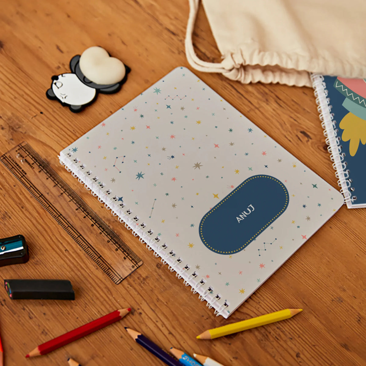 Personalised Twinkling Stars Spiral Notebook for Kids - image 2