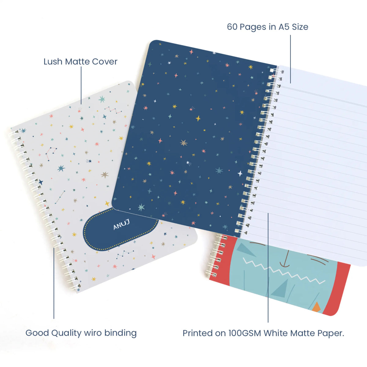 Personalised Twinkling Stars Spiral Notebook for Kids - image 4
