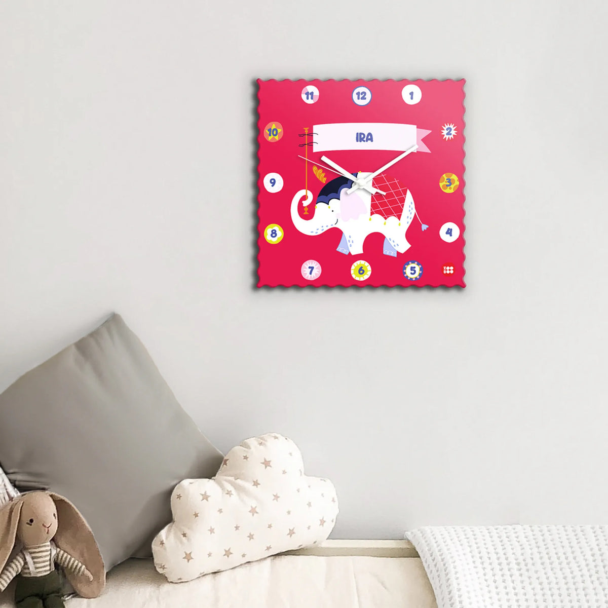 Personalised Animal Circus Wall Clock for Kids Room - image 3