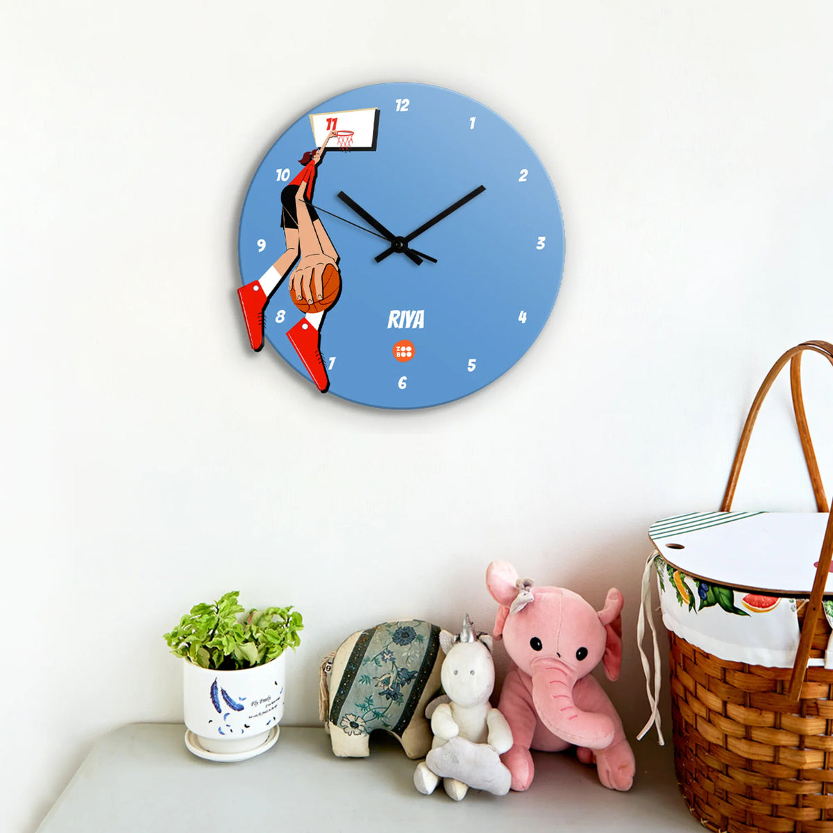 Personalised Basketball Fever Girl Wall Clock for Kids Room - image 2