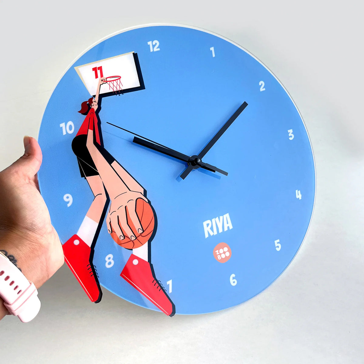 Personalised Basketball Fever Girl Wall Clock for Kids Room - image 4