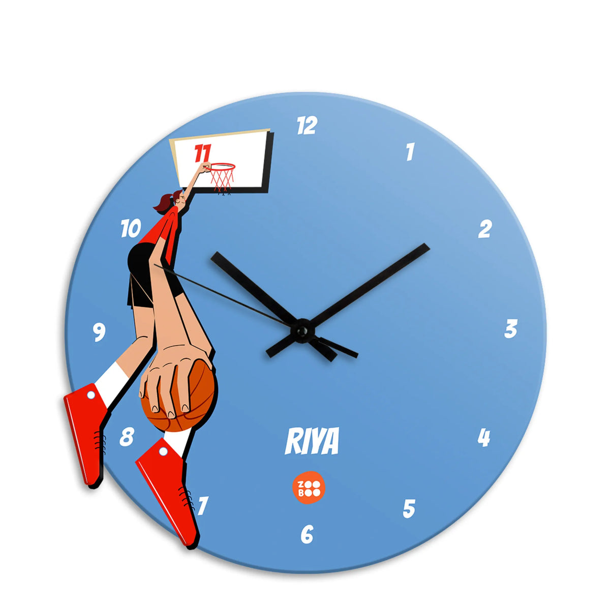 Personalised Basketball Fever Girl Wall Clock for Kids Room - image 1