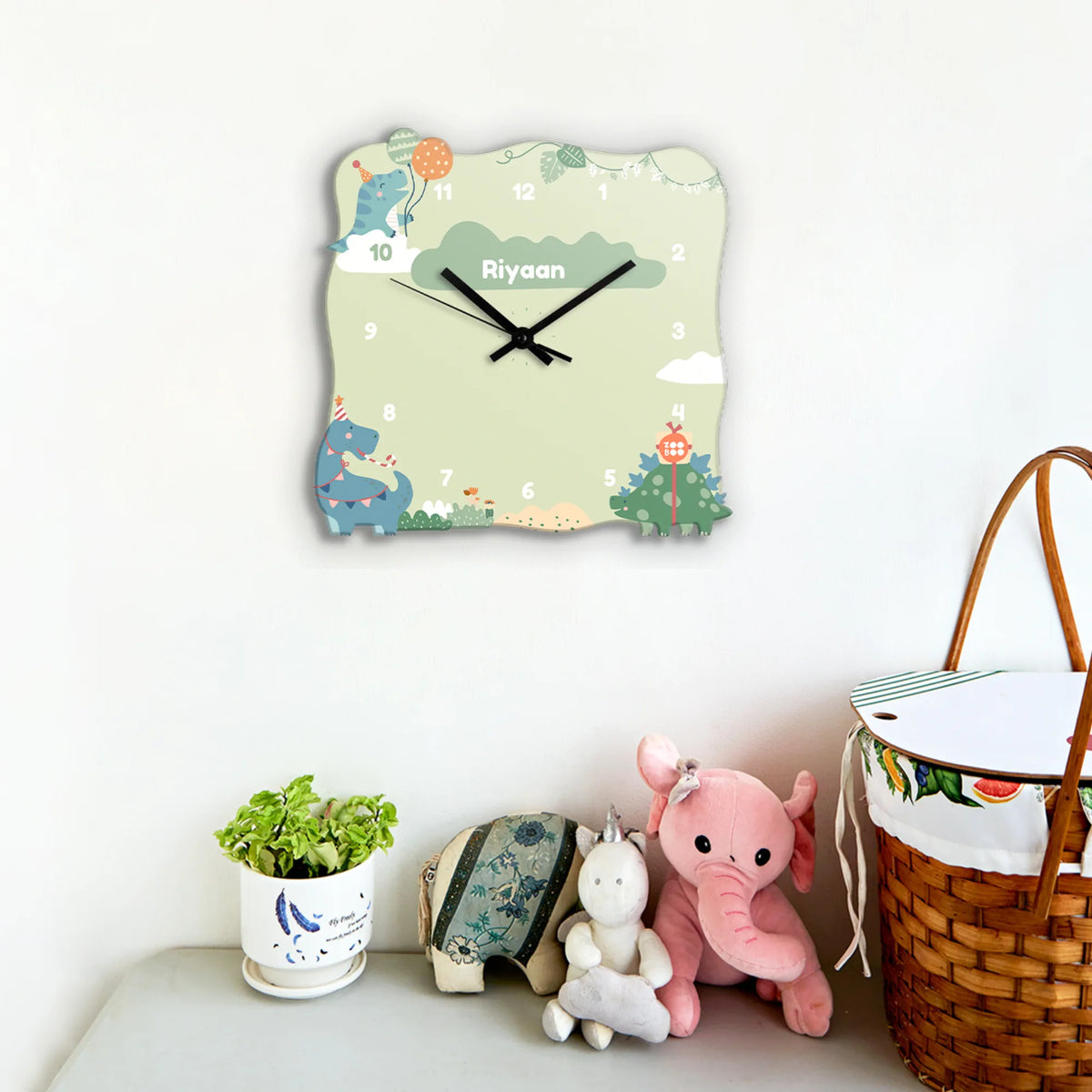 Personalised Dino Party Wall Clock for Kids Room - image 2