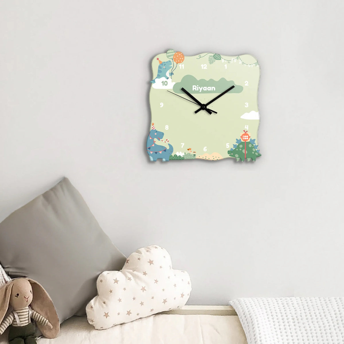 Personalised Dino Party Wall Clock for Kids Room - image 3