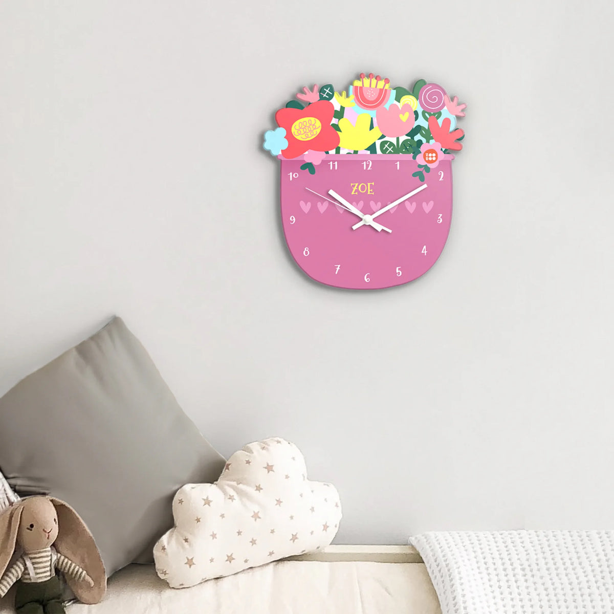 Personalised Flower Power Wall Clock for Kids Room - image 3