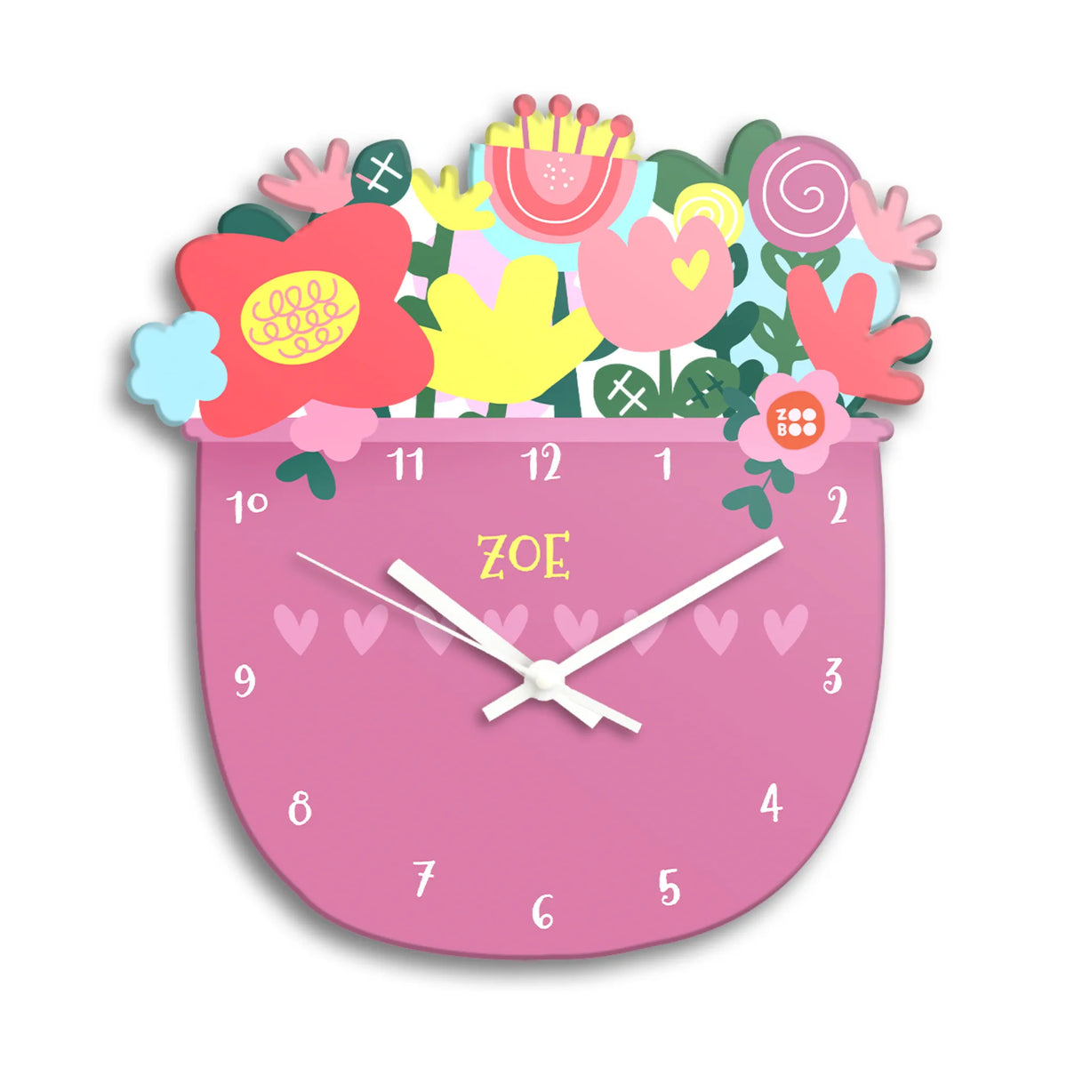 Personalised Flower Power Wall Clock for Kids Room - image 1