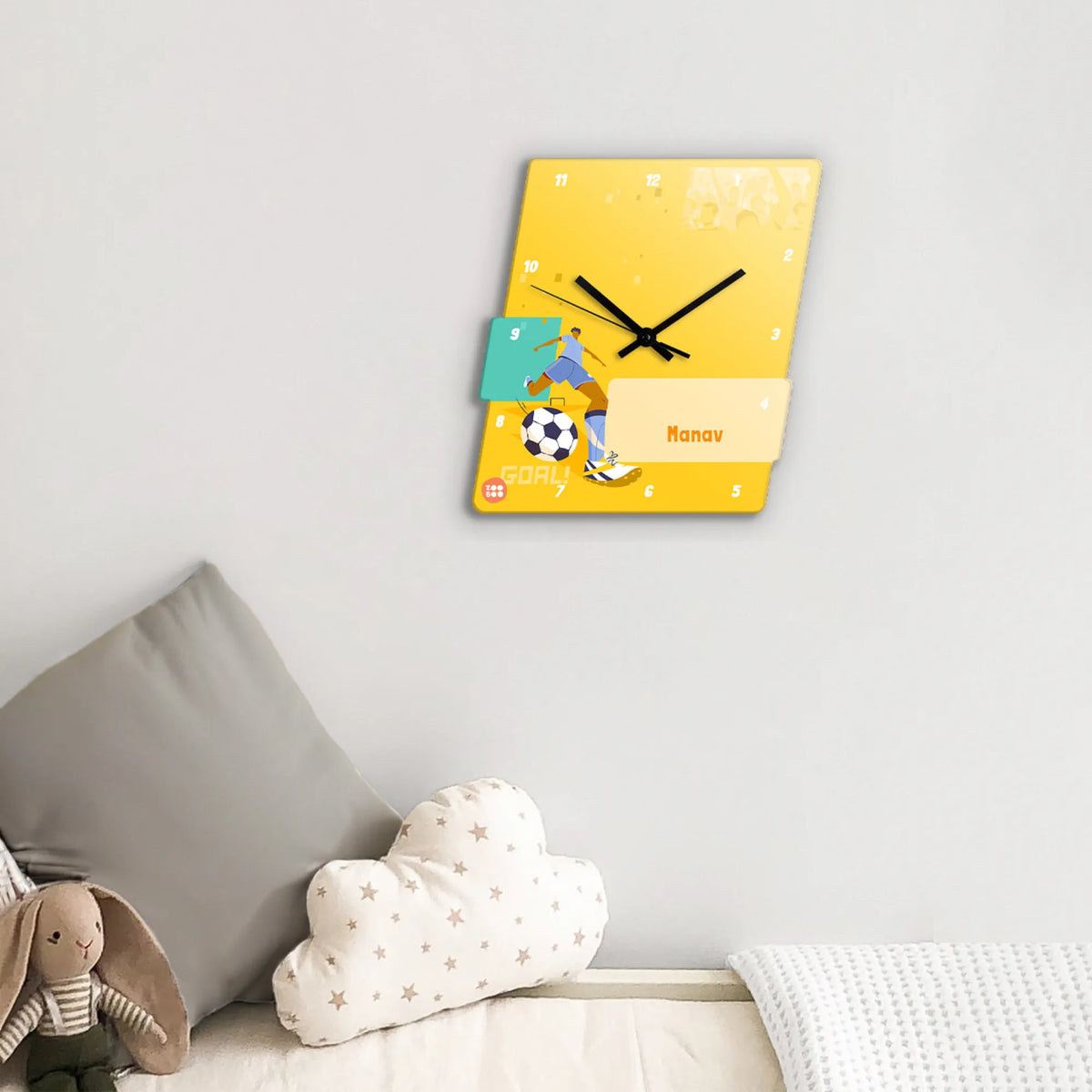 Personalised Football Goals Boy Wall Clock for Kids Room - image 3