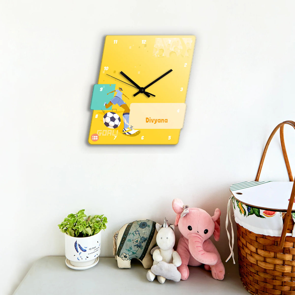 Personalised Football Goals Girl Wall Clock for Kids Room - image 2