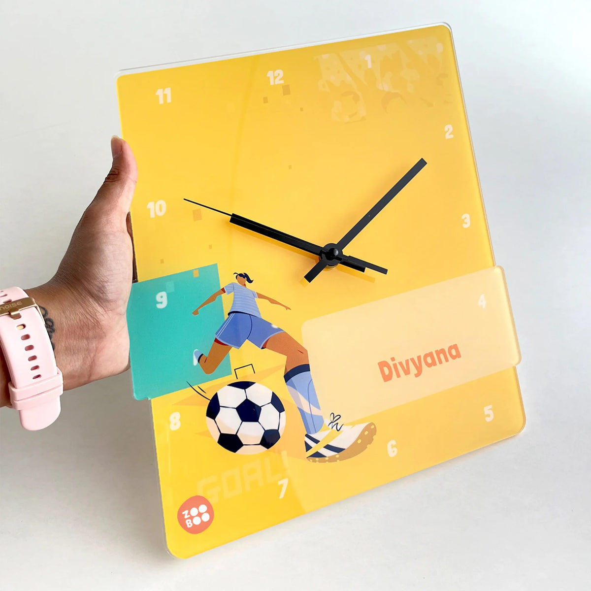 Personalised Football Goals Girl Wall Clock for Kids Room - image 4