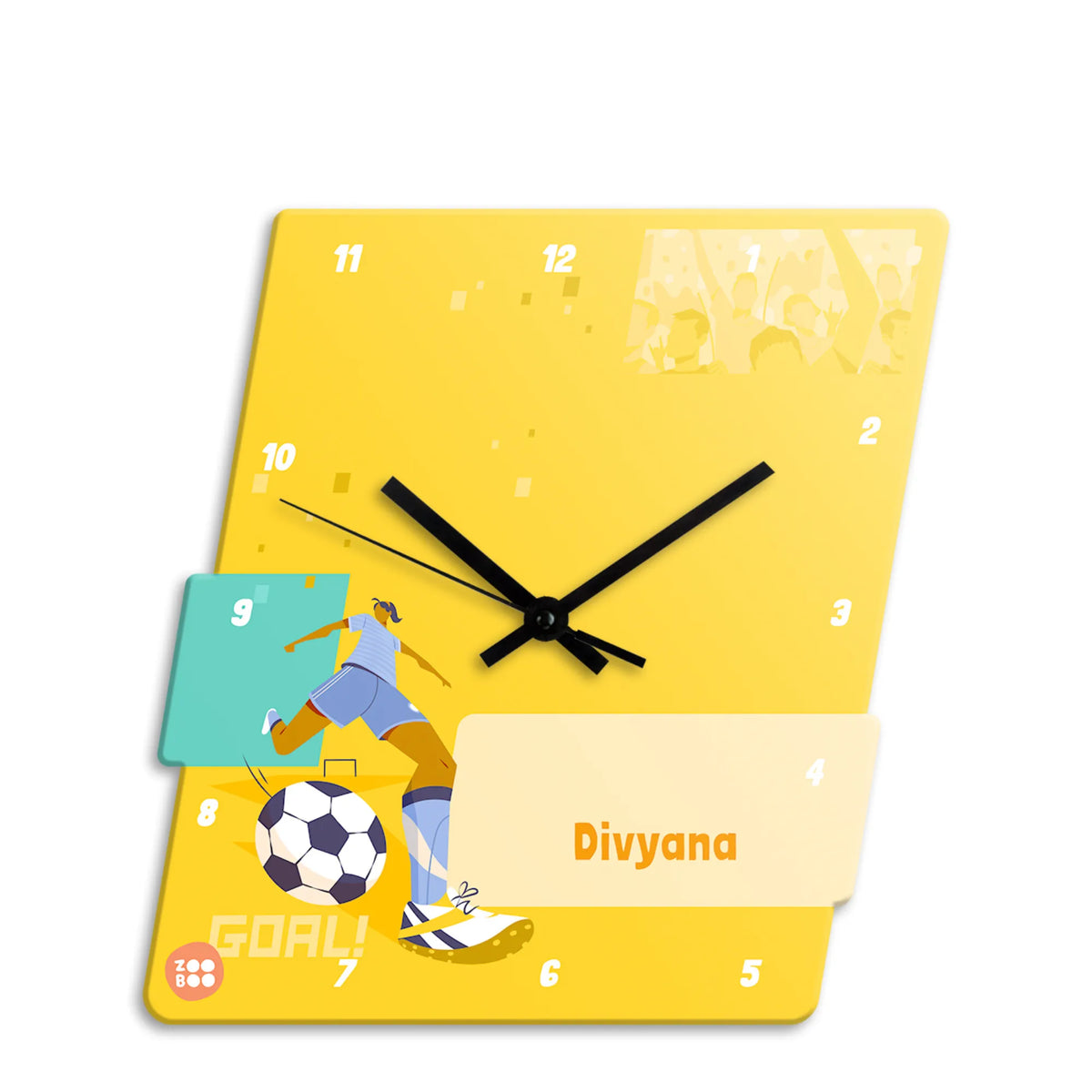 Personalised Football Goals Girl Wall Clock for Kids Room - image 1