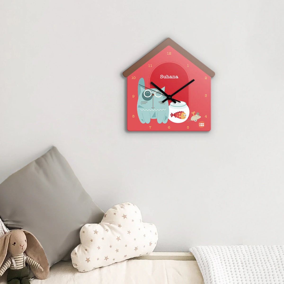 Personalised Kitty Cat Wall Clock for Kids Room - image 3