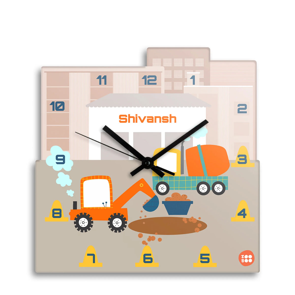Personalised Let's Build Wall Clock for Kids Room - image 1