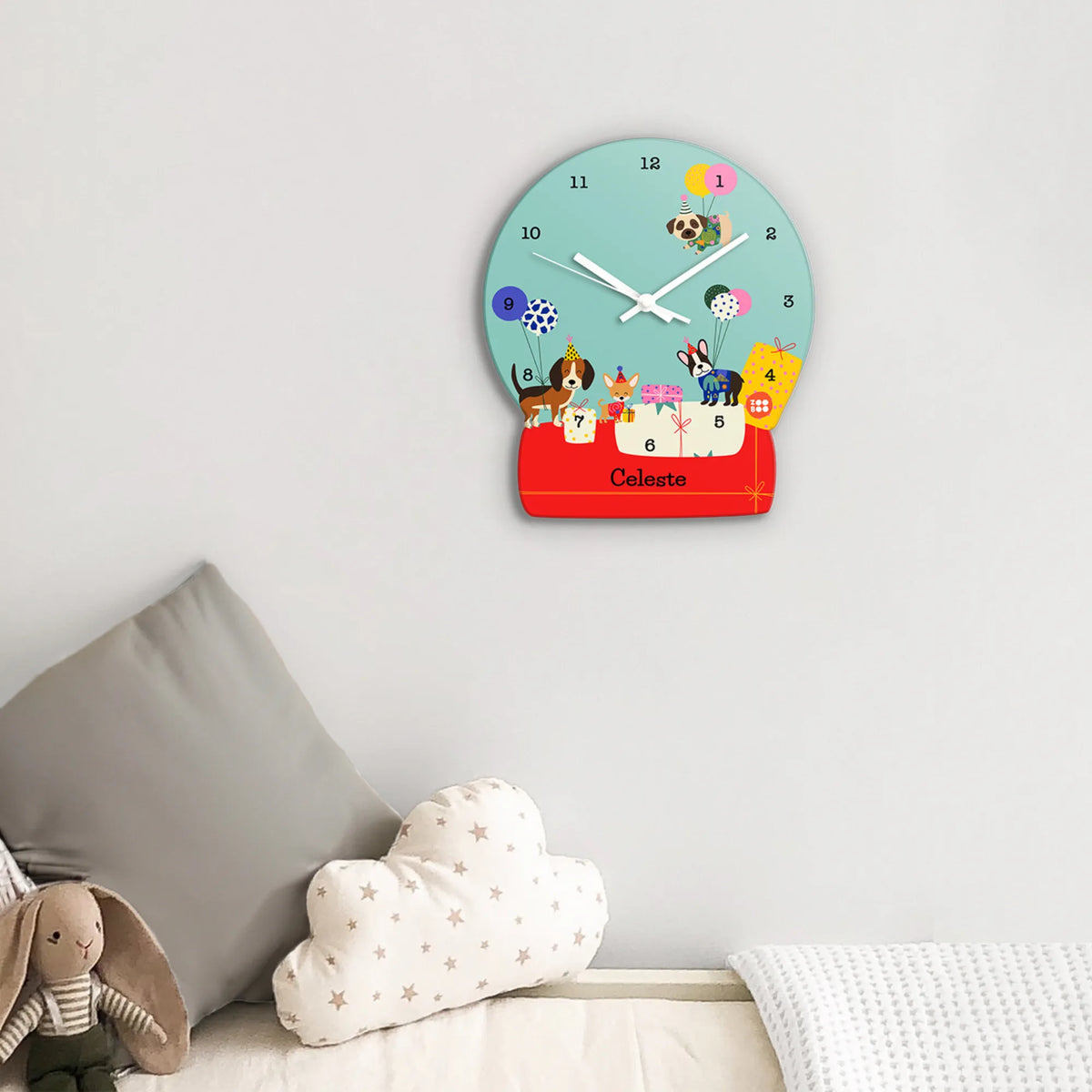 Personalised Paw Party Wall Clock for Kids Room - image 3