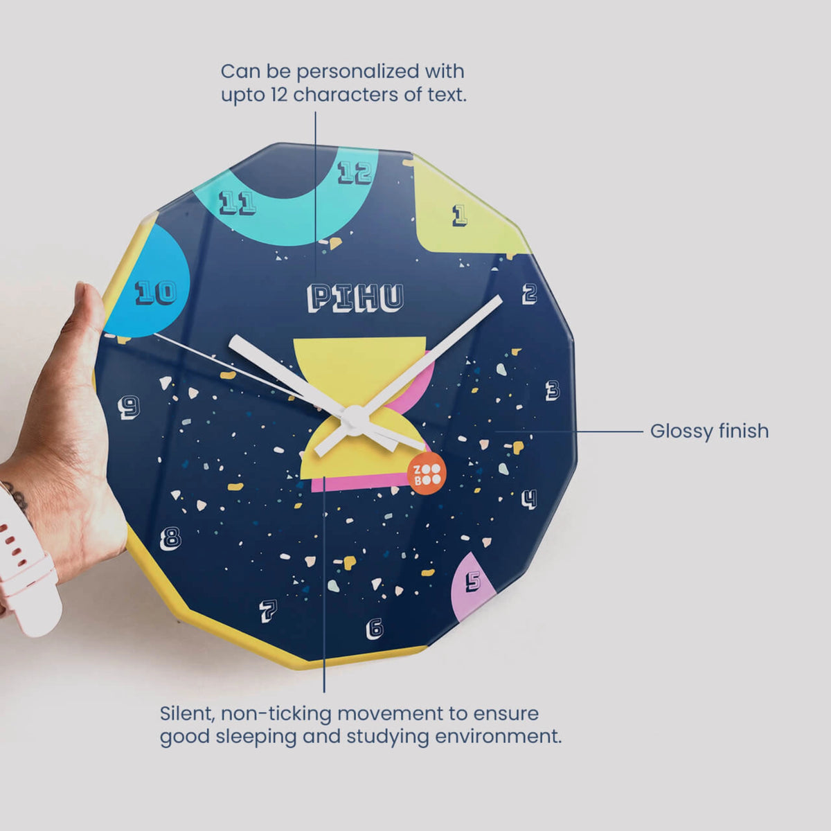 Personalised Terrazzo Pop Wall Clock for Kids Room - image 5