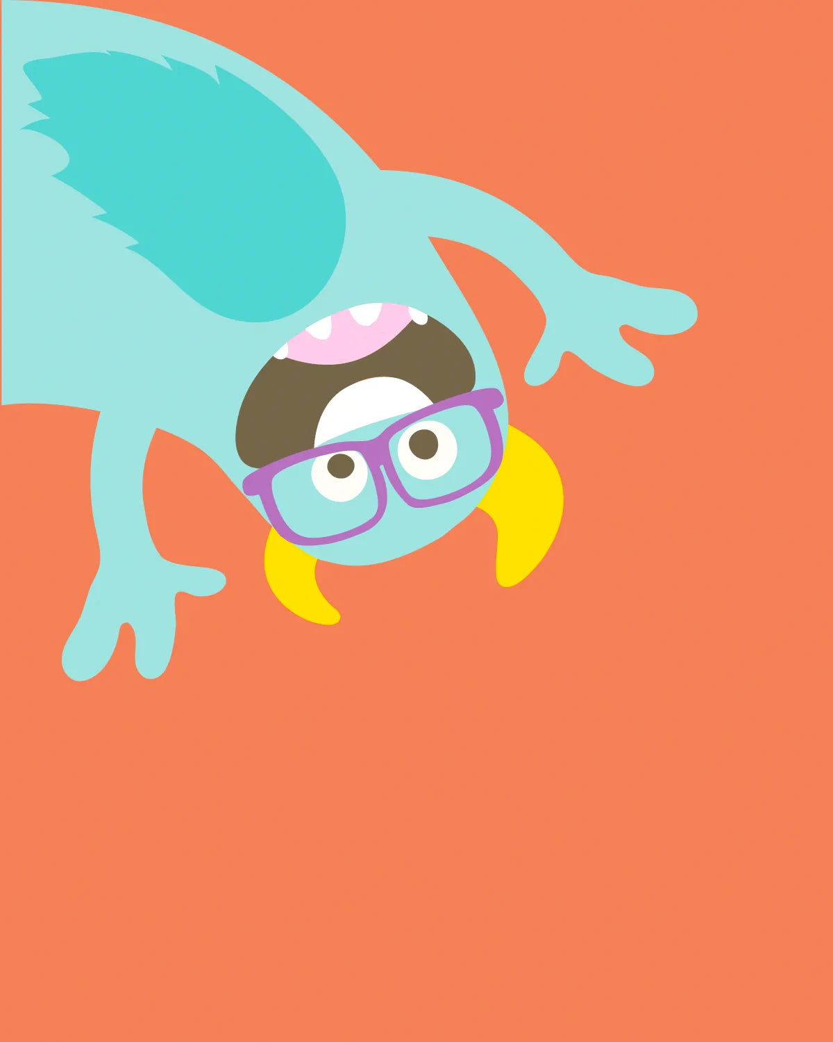 playful, funny monster upside down