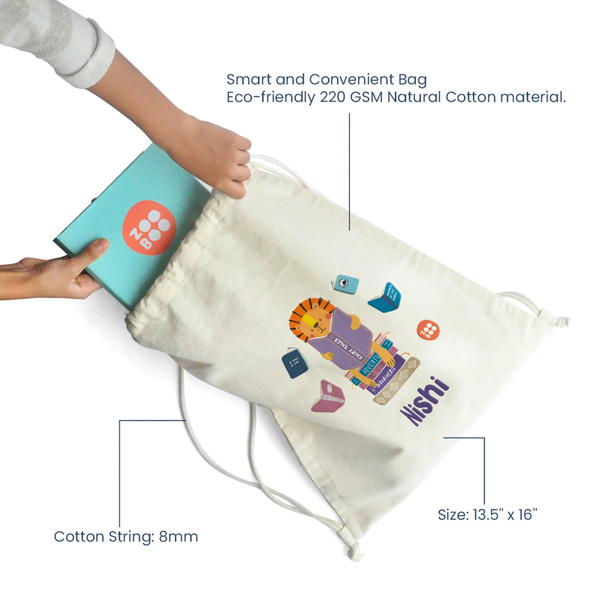 Personalised Animal Library Drawstring Bag for Kids – image 4