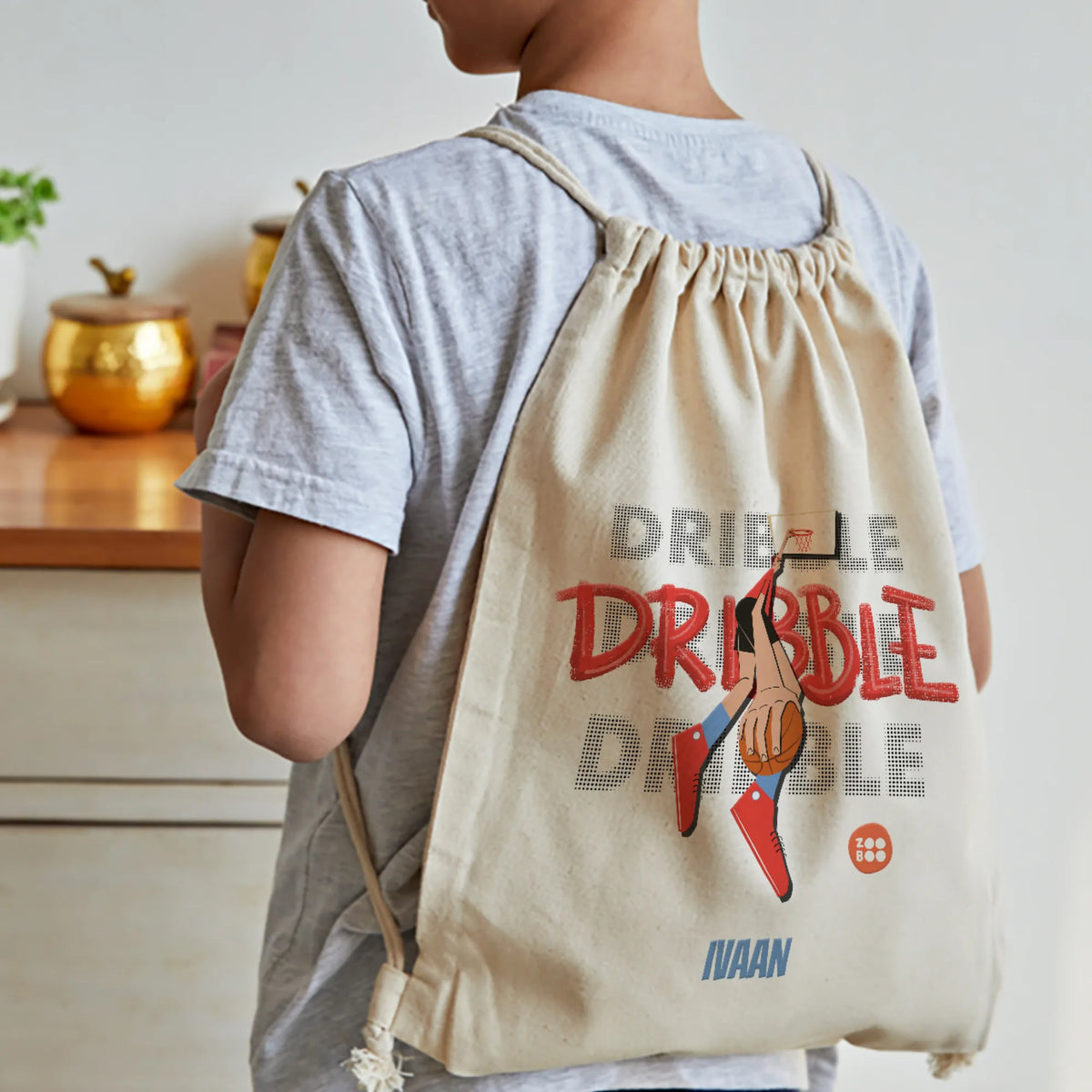 Personalised Basketball Fever Boy Drawstring Bag for Kids – image 3