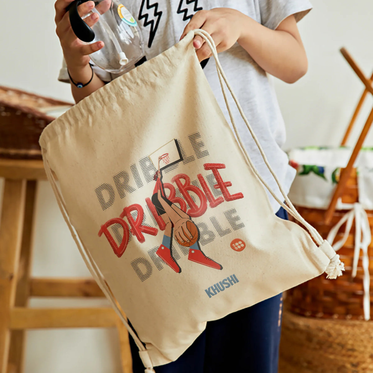 Personalised Basketball Fever Girl Drawstring Bag for Kids – image 2