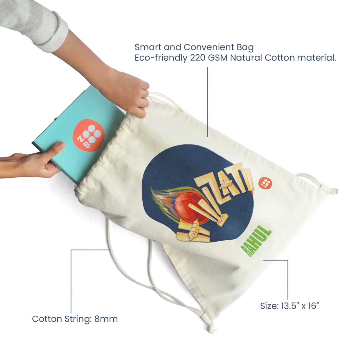 Personalised Cricket Buzz Drawstring Bag for Kids – image 4