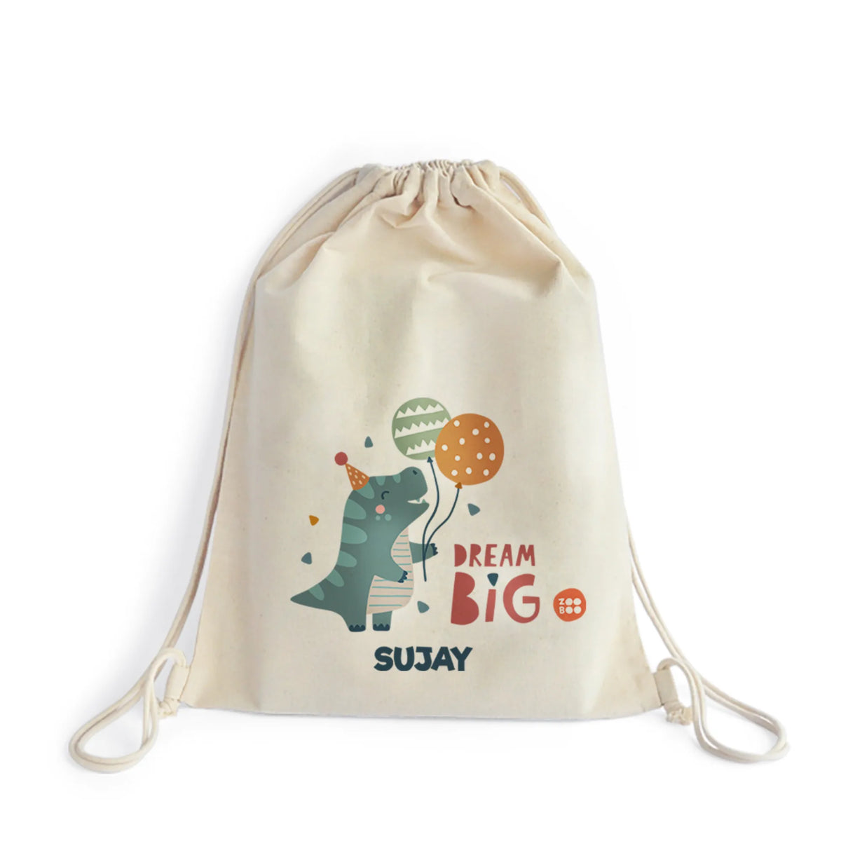 Personalised Dino Party Drawstring Bag for Kids