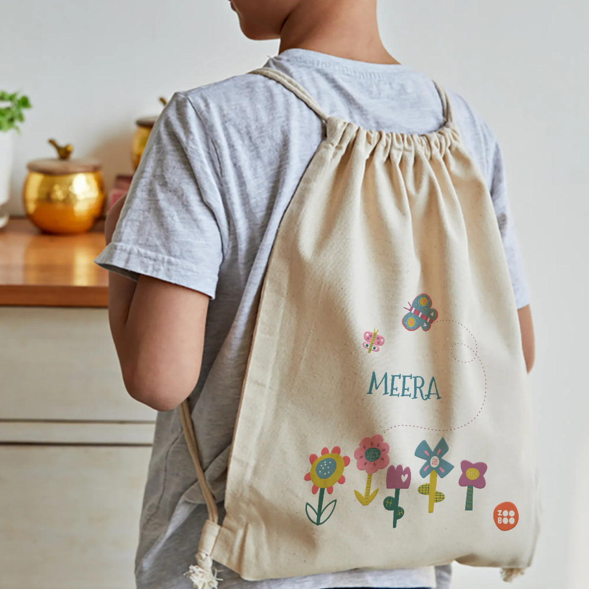 Personalised Flower Power Drawstring Bag for Kids – image 3