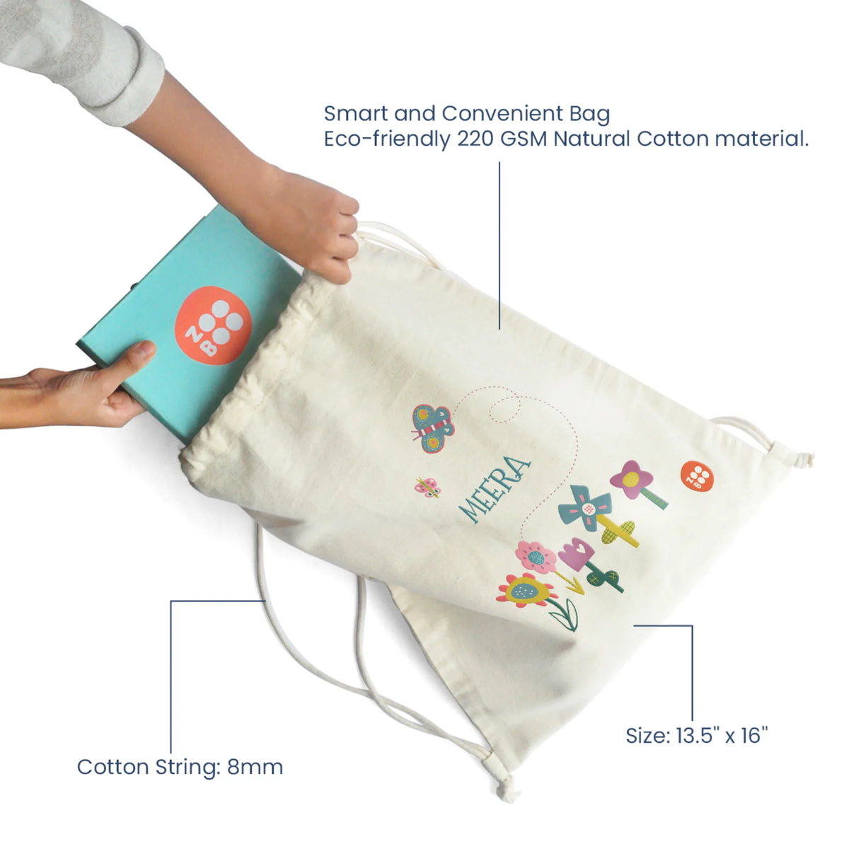 Personalised Flower Power Drawstring Bag for Kids – image 4
