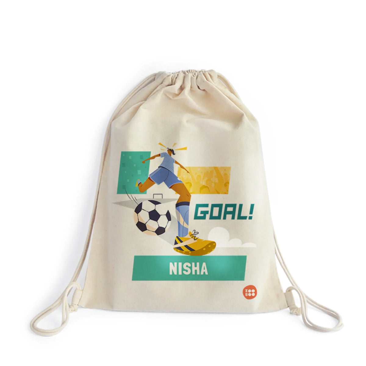 Personalised Football Goals Girl Drawstring Bag for Kids