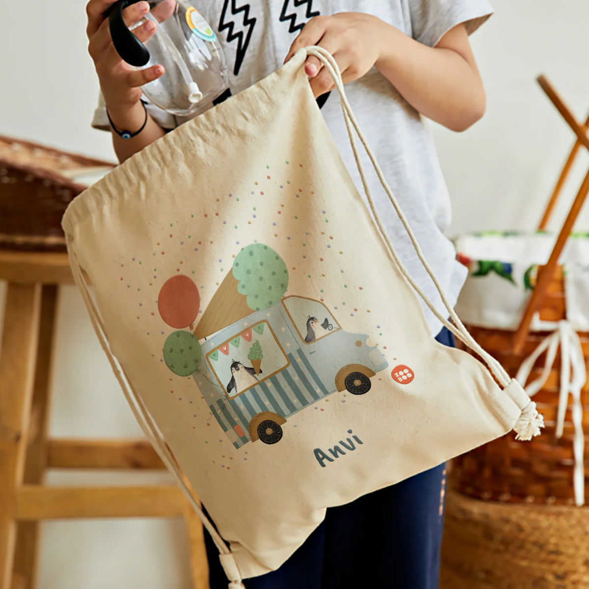 Personalised Ice Cream Fun Drawstring Bag for Kids – image 2