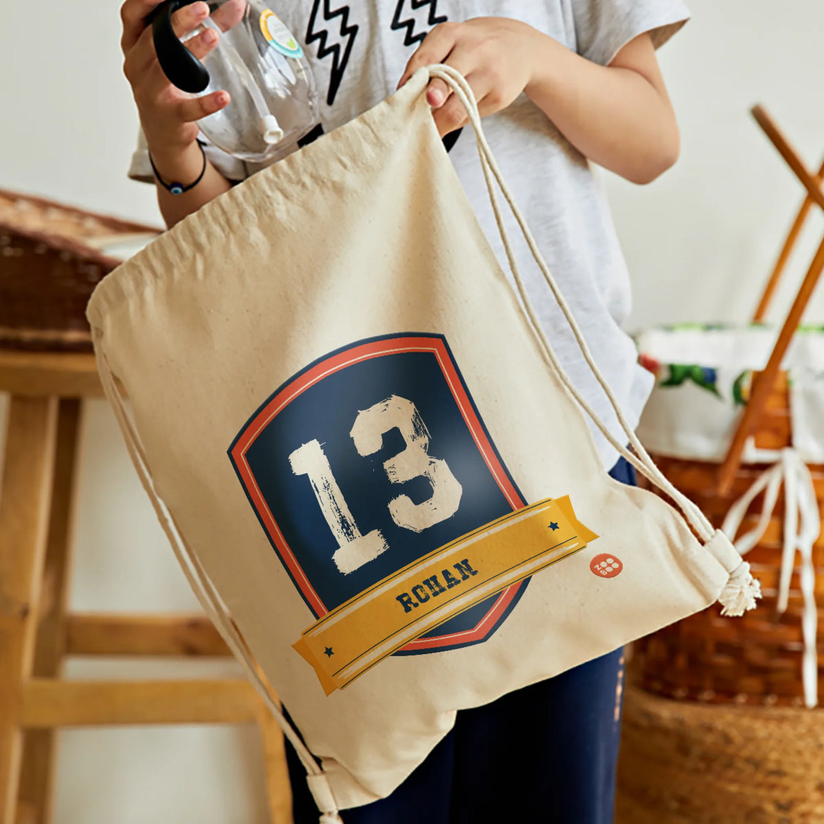 Personalised Jersey Number Drawstring Bag for Kids – image 2