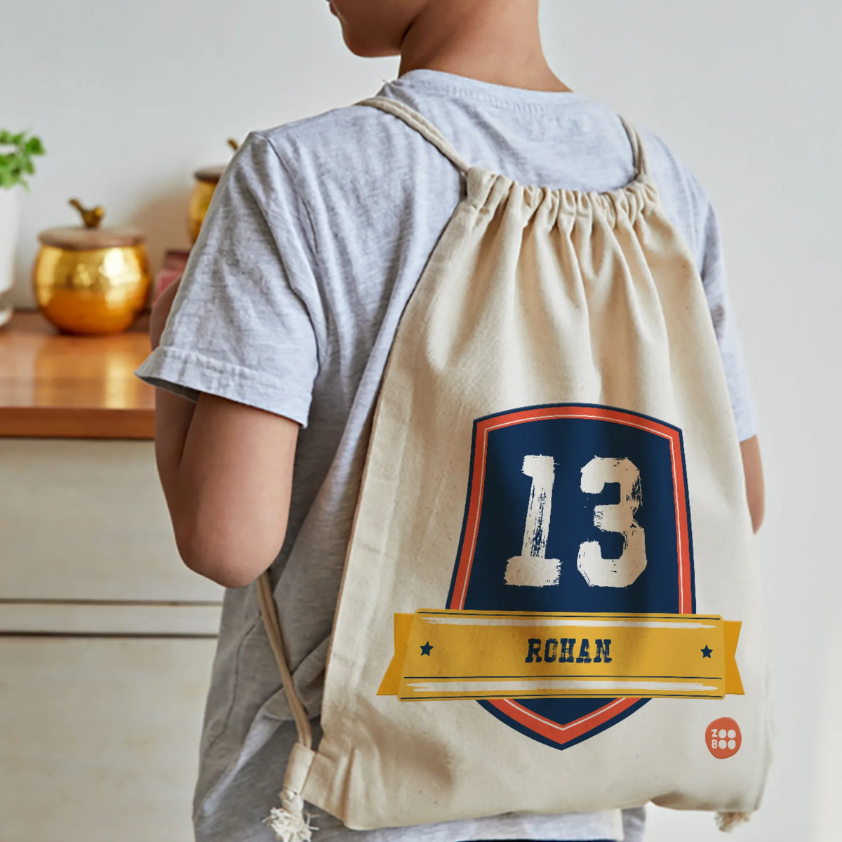 Personalised Jersey Number Drawstring Bag for Kids – image 3