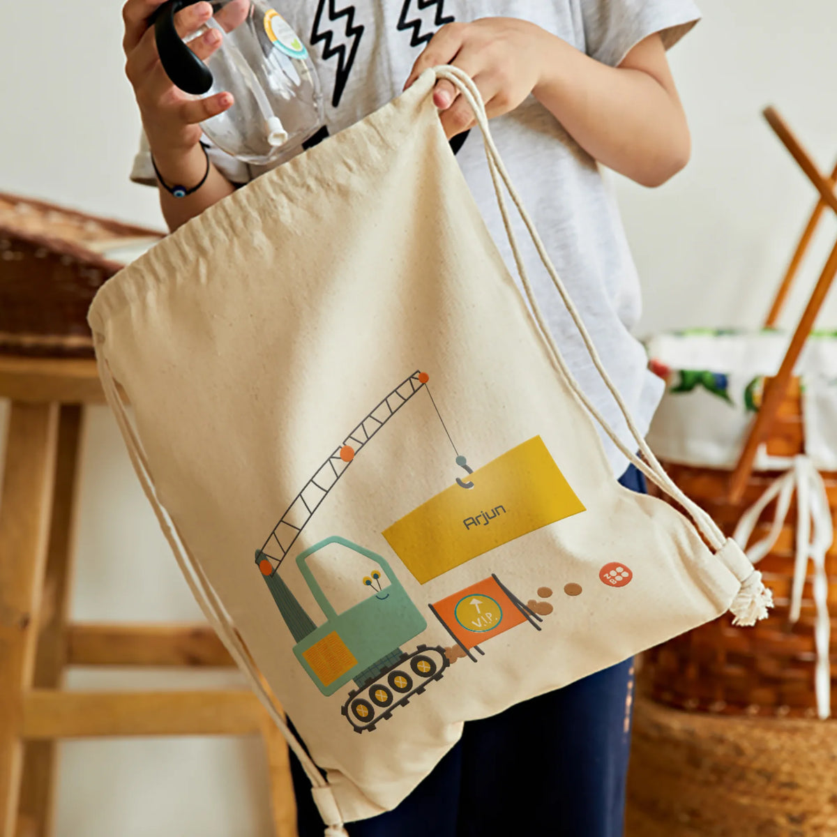 Personalised Let's Build Drawstring Bag for Kids – image 2