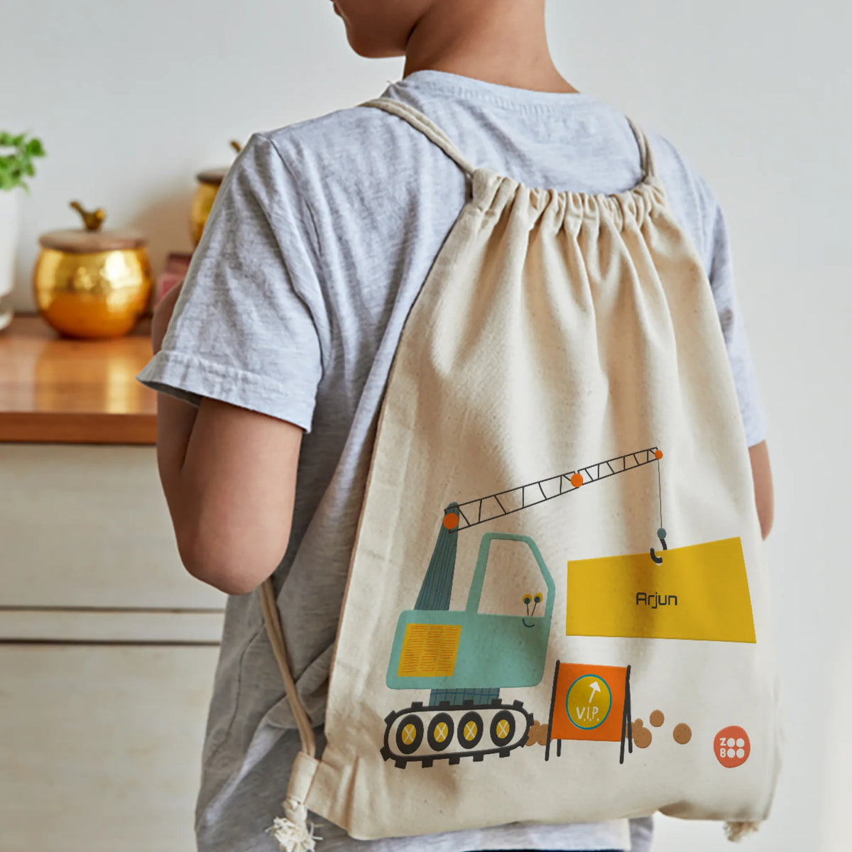 Personalised Let's Build Drawstring Bag for Kids – image 3