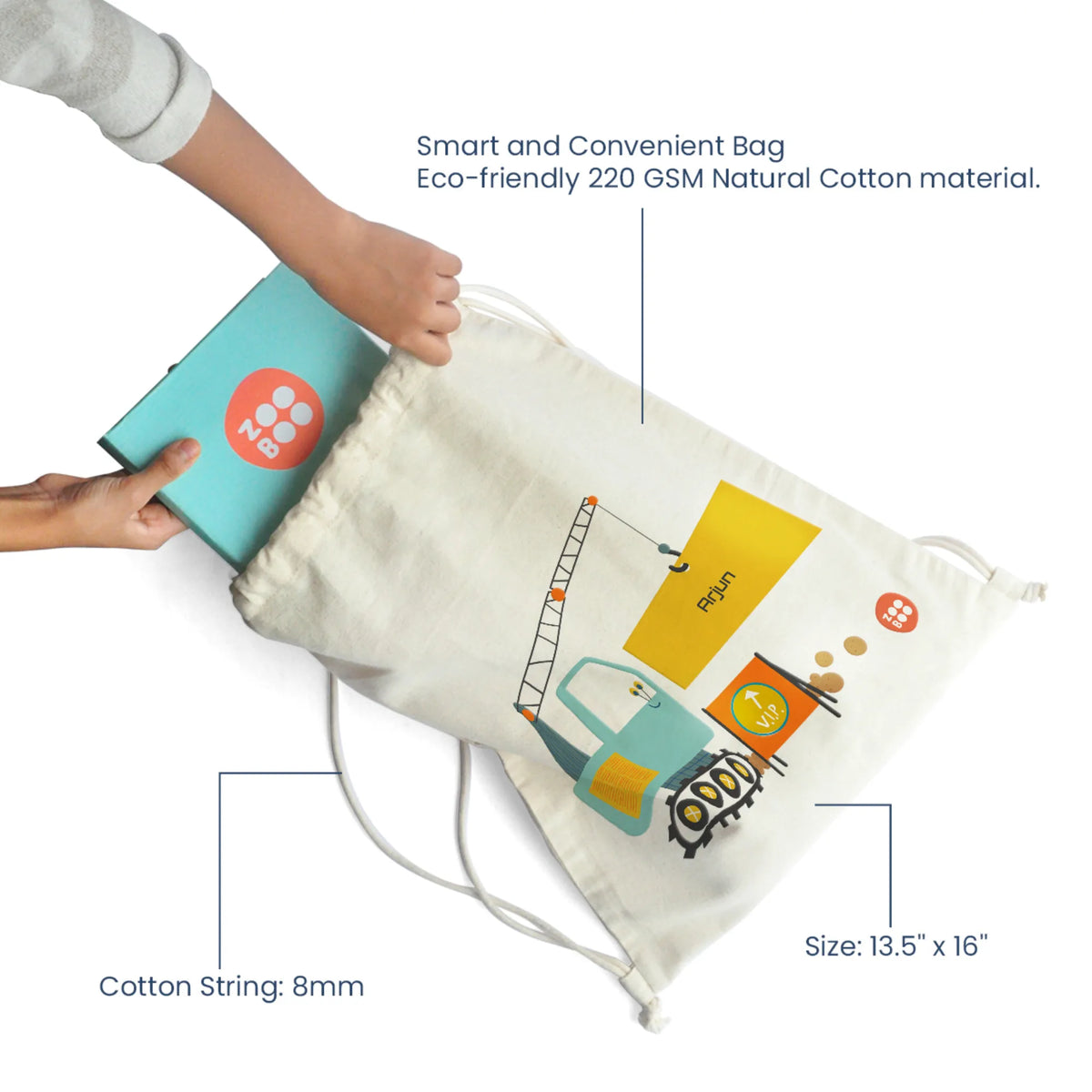 Personalised Let's Build Drawstring Bag for Kids – image 4