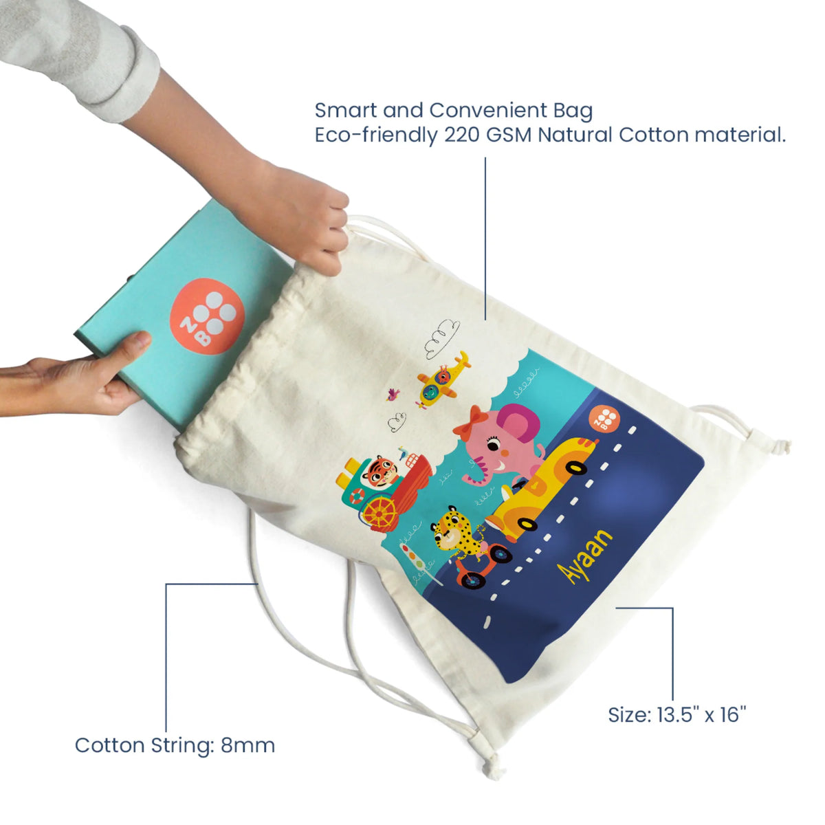 Personalised Let's Travel Drawstring Bag for Kids – image 4