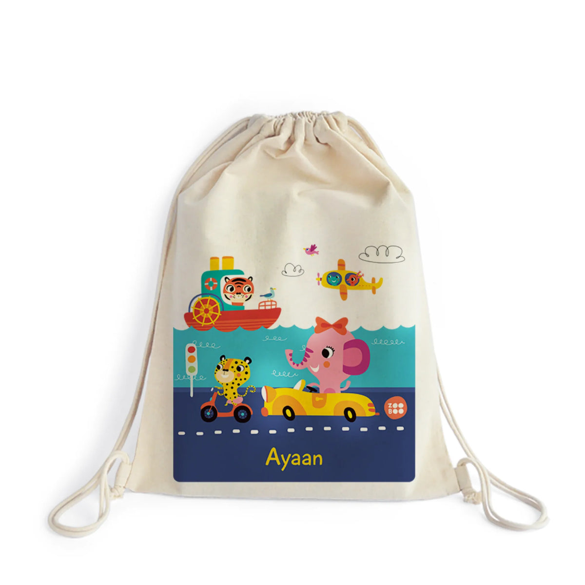 Personalised Let's Travel Drawstring Bag for Kids