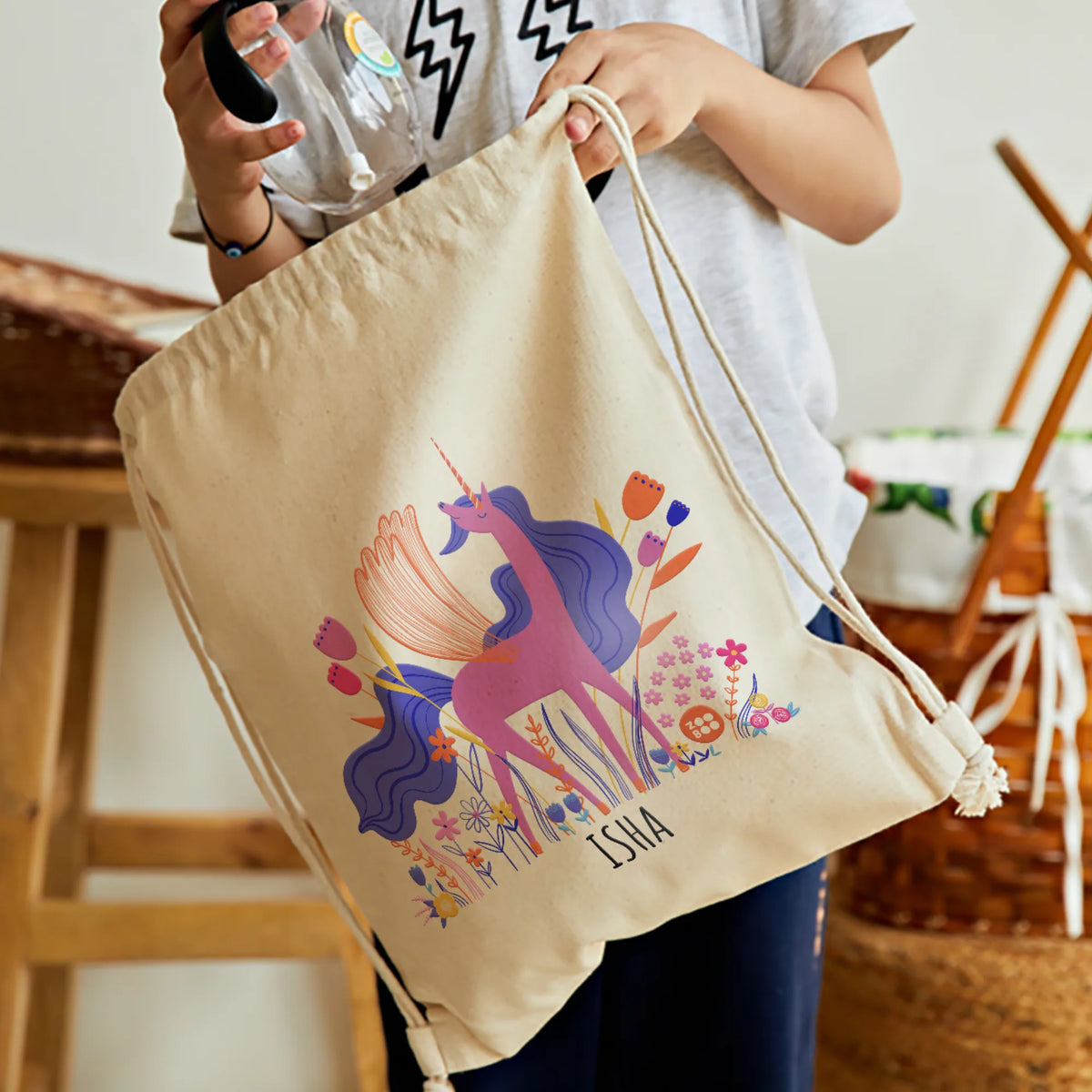 Personalised Magical Unicorn Drawstring Bag for Kids – image 2