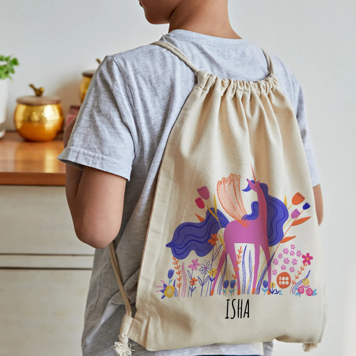 Personalised Magical Unicorn Drawstring Bag for Kids – image 3