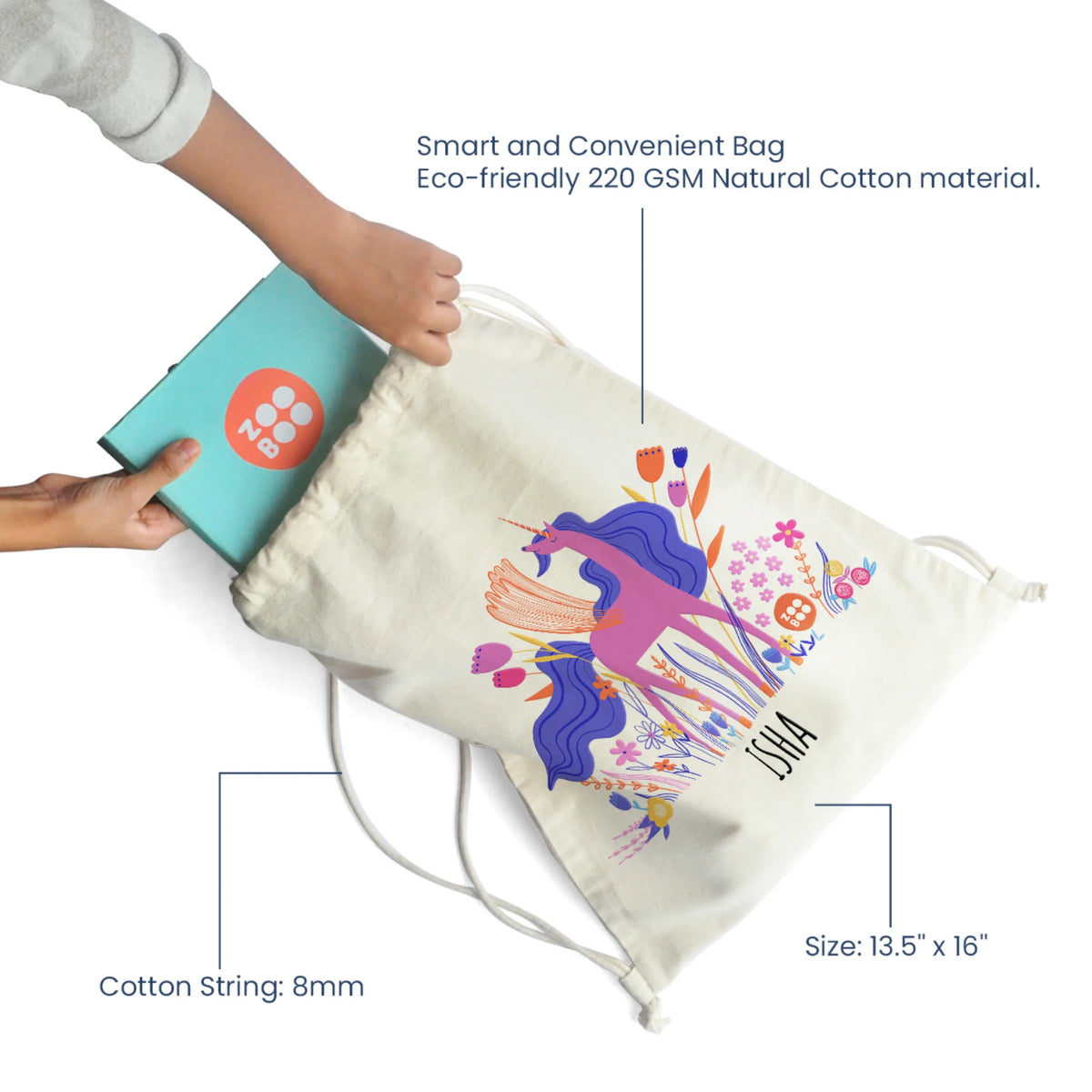 Personalised Magical Unicorn Drawstring Bag for Kids – image 4