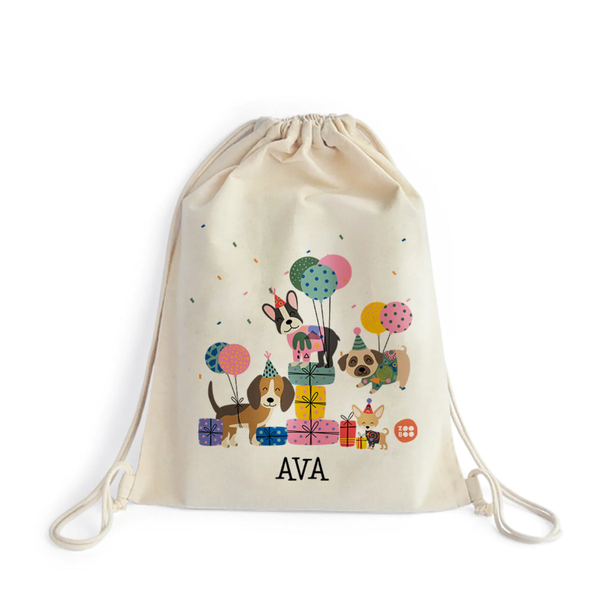 Personalised Paw Party Drawstring Bag for Kids