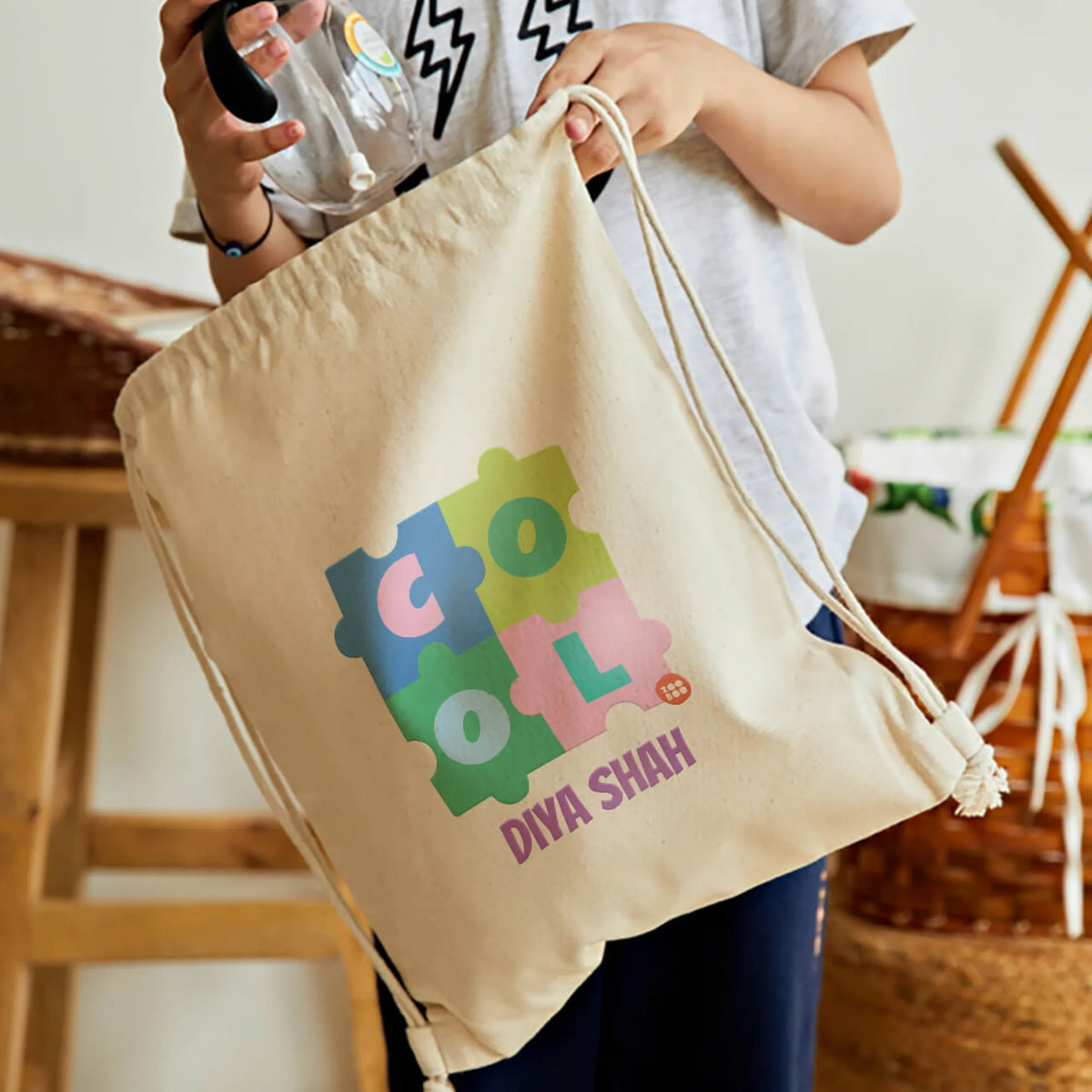 Personalised Puzzle Pop Drawstring Bag for Kids – image 2