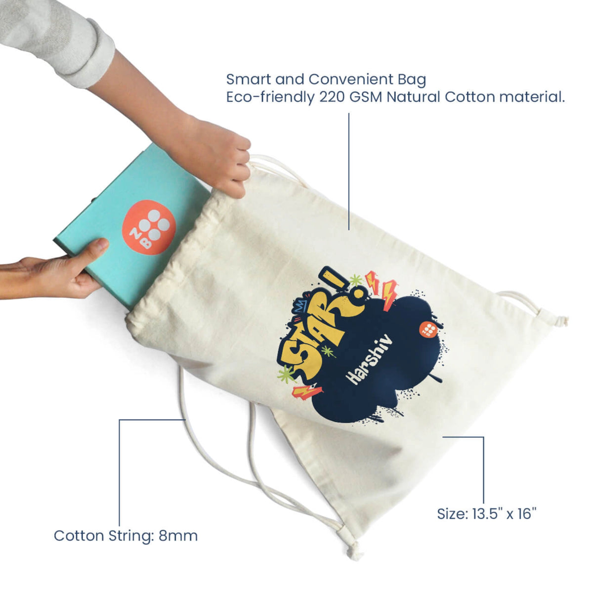 Personalised Rising Stars Drawstring Bag for Kids - image 4