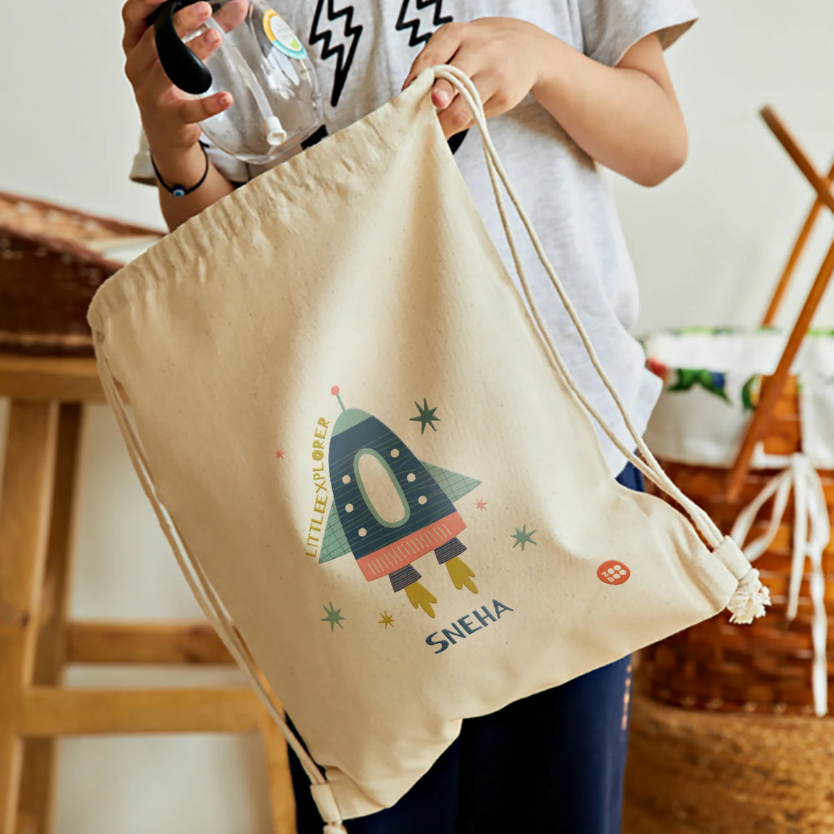 Personalised Space Explorer Drawstring Bag for Kids – image 2