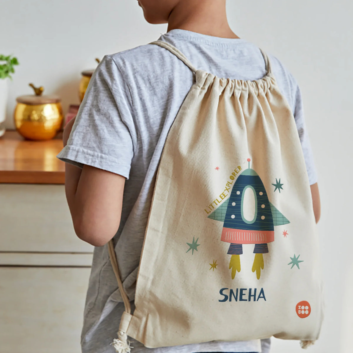 Personalised Space Explorer Drawstring Bag for Kids – image 3