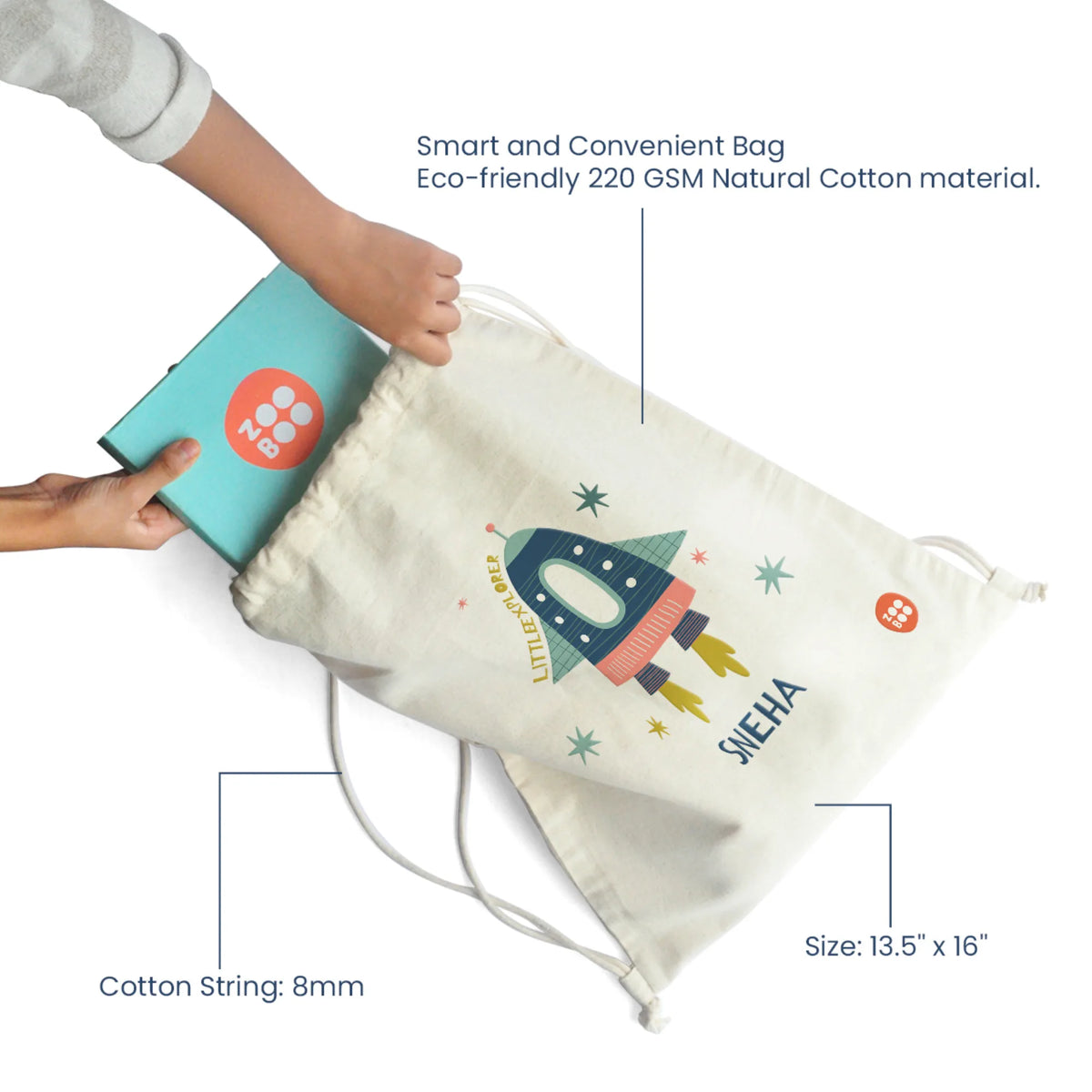 Personalised Space Explorer Drawstring Bag for Kids – image 4