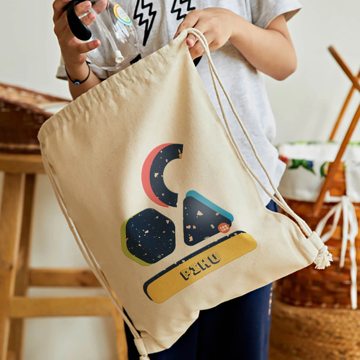 Personalised Terrazzo Pop Drawstring Bag for Kids - image 2