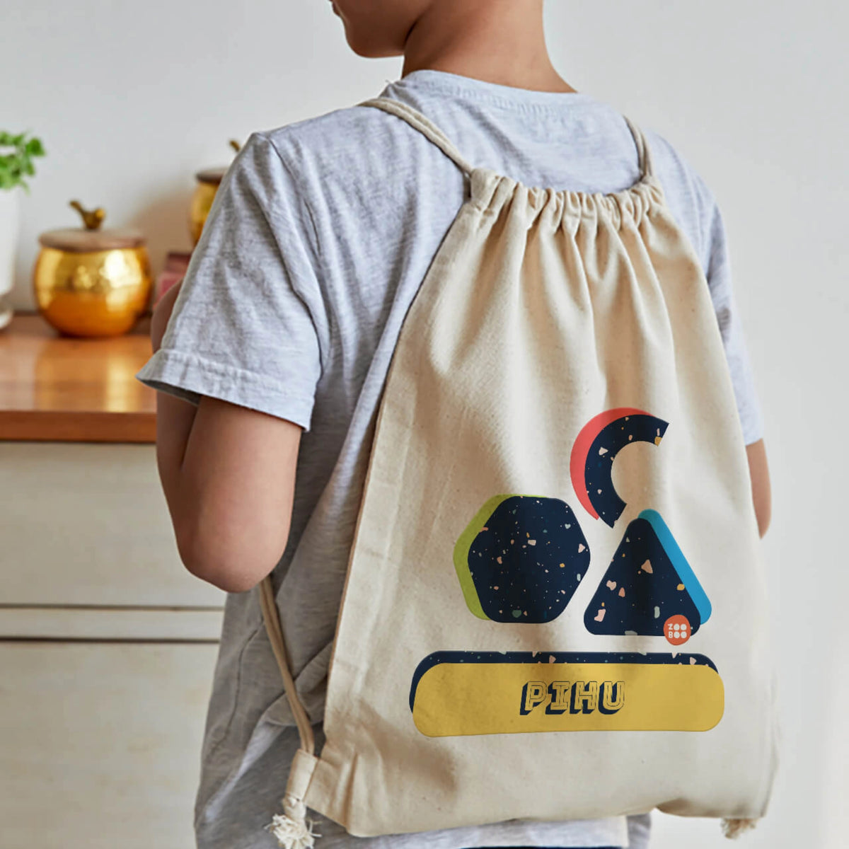 Personalised Terrazzo Pop Drawstring Bag for Kids - image 3
