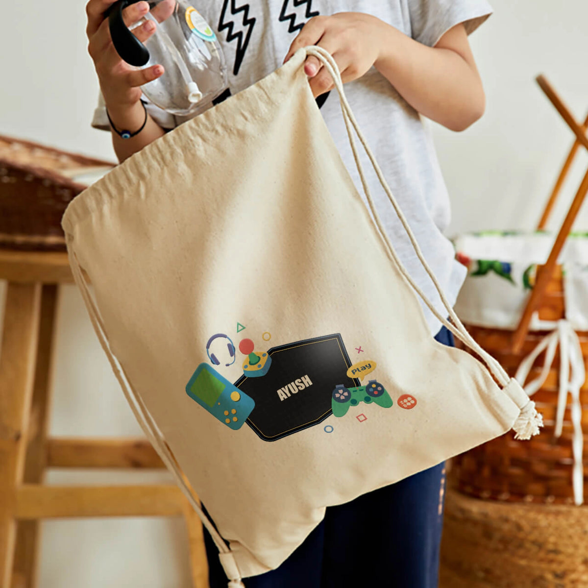 Personalised Video Game Drawstring Bag for Kids - image 2