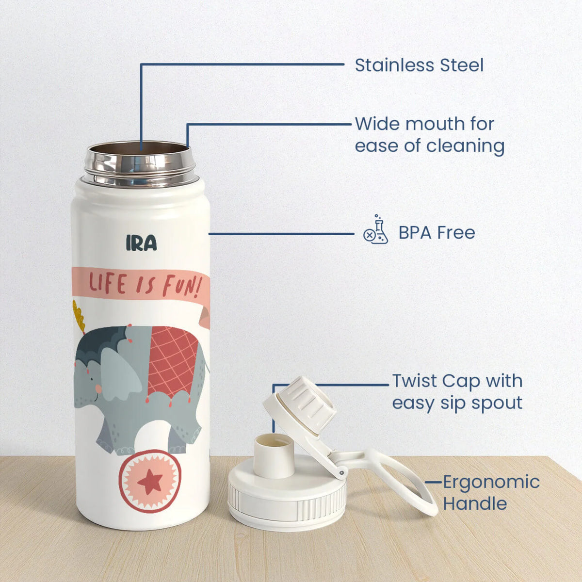 Personalised Animal Circus Water Bottle (Hydro) 600 ML - image 6