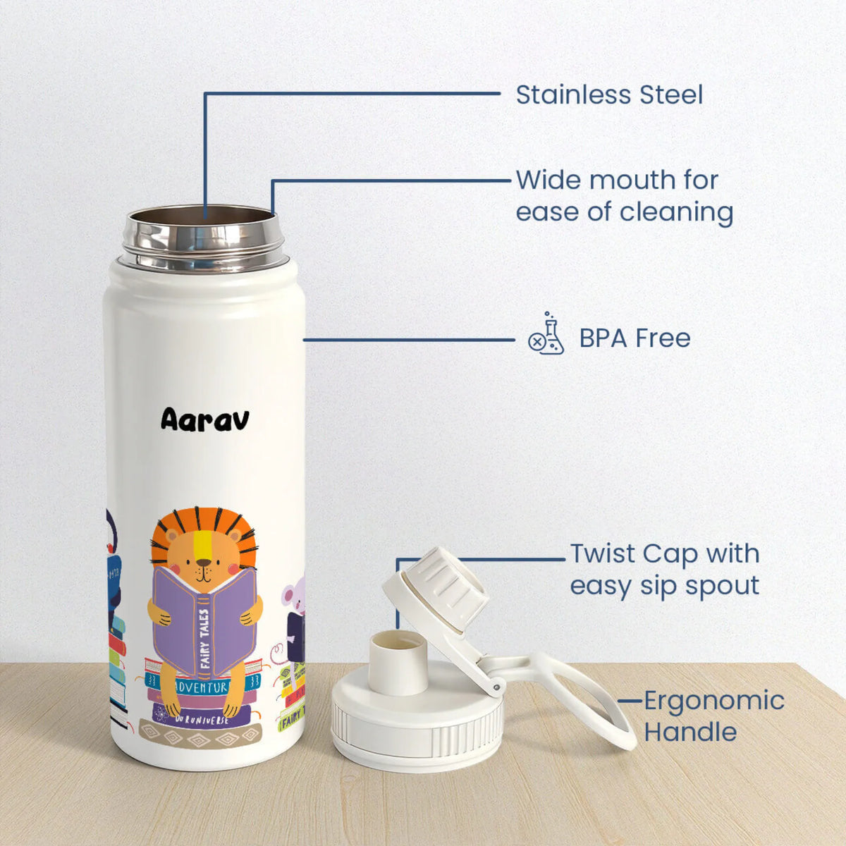Personalised Animal Library Water Bottle (Hydro) 600 ML - image 6
