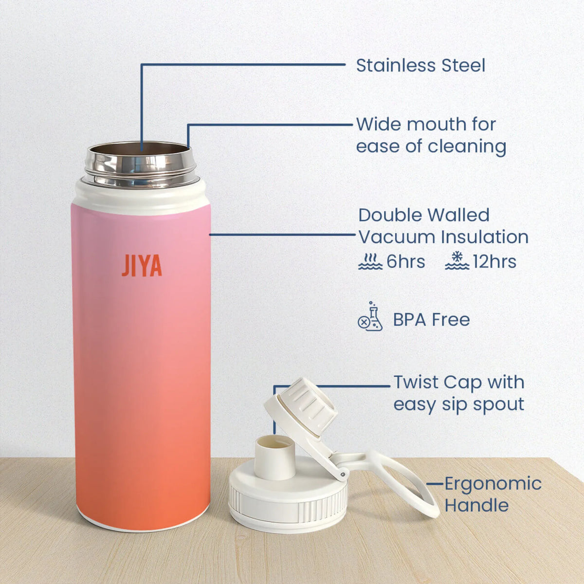 Personalised Apricot Insulated Water Bottle (Hydro) 600 ML - image 6